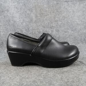 Jambu JBU Shoes Womens 7.5 Comfort Clogs Slip On Black Leather Casual Work Walk